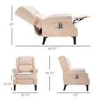 Fauteuil inclinable massant chauffant blanc crème avec chauffage lombaire et télécommande