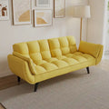 Canapé jaune avec accoudoirs et coussin décoratif - Canapé-lit confortable pour petits espaces, idéal pour les appartements