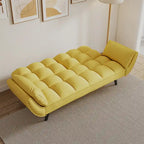 Canapé jaune avec accoudoirs et coussin décoratif - Canapé-lit confortable pour petits espaces, idéal pour les appartements