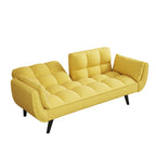 Canapé jaune avec accoudoirs et coussin décoratif - Canapé-lit confortable pour petits espaces, idéal pour les appartements