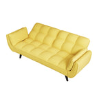 Canapé jaune avec accoudoirs et coussin décoratif - Canapé-lit confortable pour petits espaces, idéal pour les appartements