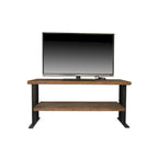 Table console média avec une étagère pour votre intérieur, en bois de récupération naturel et finition noire
