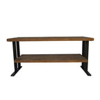 Table console média avec une étagère pour votre intérieur, en bois de récupération naturel et finition noire