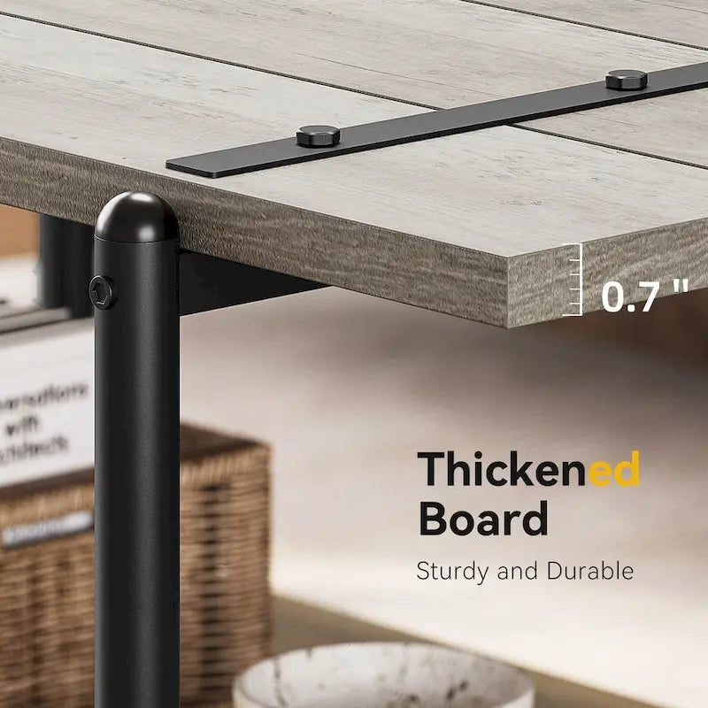 41 Grande table basse industrielle à 2 niveaux en bois avec étagère de rangement
