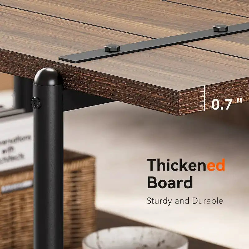 41 Grande table basse industrielle à 2 niveaux en bois avec étagère de rangement