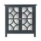 Meuble bas double porte avec finition miroir, gris anthracite