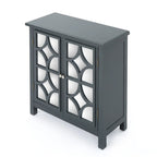 Meuble bas double porte avec finition miroir, gris anthracite