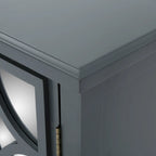 Meuble bas double porte avec finition miroir, gris anthracite