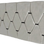 Lit plateforme Queen avec tête de lit touffetée dorée, lit gigogne et rangement (capacité de 272 kg)