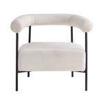 Fauteuil d'appoint moderne en tissu bouclé, fauteuil incurvé avec cadre en métal noir