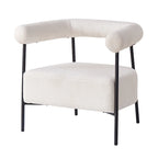 Fauteuil d'appoint moderne en tissu bouclé, fauteuil incurvé avec cadre en métal noir