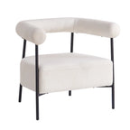 Fauteuil d'appoint moderne en tissu bouclé, fauteuil incurvé avec cadre en métal noir