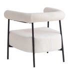 Fauteuil d'appoint moderne en tissu bouclé, fauteuil incurvé avec cadre en métal noir