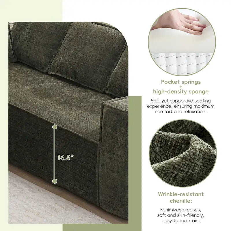 Canapé d'angle modulable en L, Ensemble de canapés Cloud en chenille