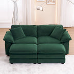 Canapé 2 places avec 2 coussins de siège, 2 oreillers et 2 poufs, canapé confortable - Canapé profond de salon, canapé modulable