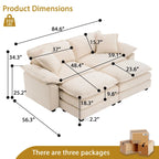 Canapé 2 places avec 2 coussins de siège, 2 oreillers et 2 poufs, canapé confortable - Canapé profond de salon, canapé modulable