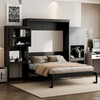 Lit escamotable Queen Size avec bureau, coiffeuse et armoires, Espresso