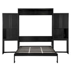 Lit escamotable Queen Size avec bureau, coiffeuse et armoires, Espresso