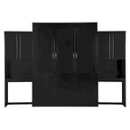 Lit escamotable Queen Size avec bureau, coiffeuse et armoires, Espresso