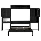 Lit escamotable Queen Size avec bureau, coiffeuse et armoires, Espresso