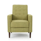 Fauteuil inclinable inclinable à dossier poussant en tissu vert du milieu du siècle avec repose-pieds, dossier capitonné et pieds en bois de hêtre