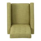 Fauteuil inclinable inclinable à dossier poussant en tissu vert du milieu du siècle avec repose-pieds, dossier capitonné et pieds en bois de hêtre
