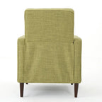 Fauteuil inclinable inclinable à dossier poussant en tissu vert du milieu du siècle avec repose-pieds, dossier capitonné et pieds en bois de hêtre