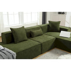 Canapé sectionnel vert 129,5 places en forme de L, modulable, minimaliste, avec méridienne, conception polyvalente à combinaison libre