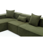 Canapé sectionnel vert 129,5 places en forme de L, modulable, minimaliste, avec méridienne, conception polyvalente à combinaison libre