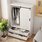 47.24 Armoire Moderne avec Penderie, Tiroirs et Étagères Ouvertes pour Chambre à Coucher