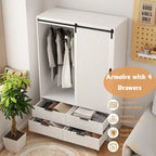 47.24 Armoire Moderne avec Penderie, Tiroirs et Étagères Ouvertes pour Chambre à Coucher
