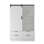 47.24 Armoire Moderne avec Penderie, Tiroirs et Étagères Ouvertes pour Chambre à Coucher