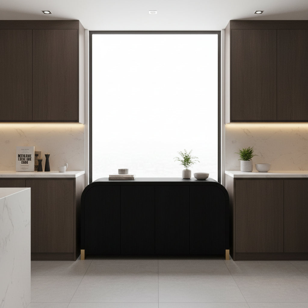 Armoire moderne à 4 portes avec étagères réglables pour bureau, salon et entrée