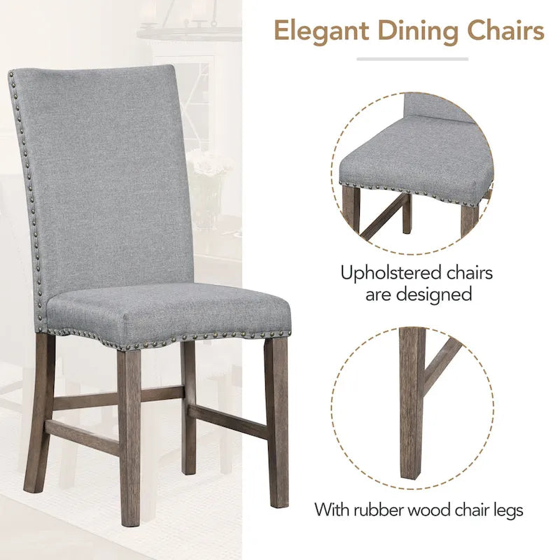 Ensemble de 7 pièces de salle à manger en bois avec table extensible et 6 chaises