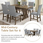 Ensemble de 7 pièces de salle à manger en bois avec table extensible et 6 chaises
