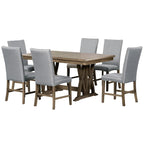 Ensemble de 7 pièces de salle à manger en bois avec table extensible et 6 chaises