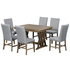 Ensemble de 7 pièces de salle à manger en bois avec table extensible et 6 chaises