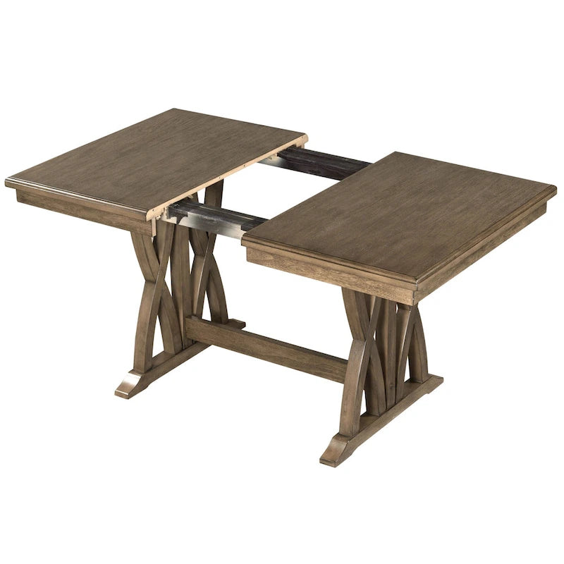 Ensemble de 7 pièces de salle à manger en bois avec table extensible et 6 chaises