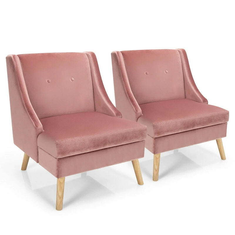 Lot de 2 fauteuils d'appoint Swoop en velours moderne avec caoutchouc – Voir détails