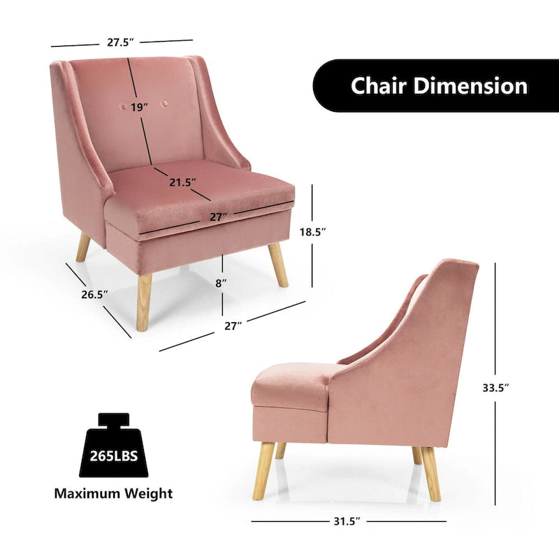 Lot de 2 fauteuils d'appoint Swoop en velours moderne avec caoutchouc – Voir détails