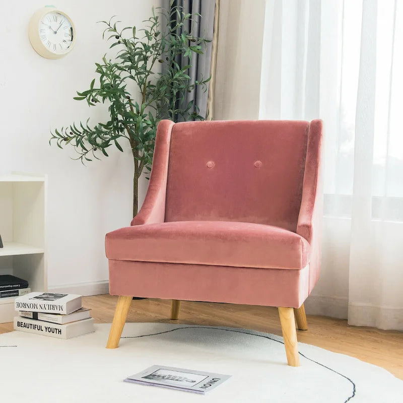 Lot de 2 fauteuils d'appoint Swoop en velours moderne avec caoutchouc – Voir détails