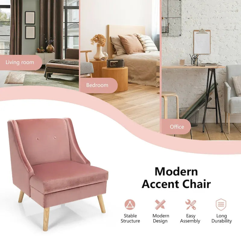 Lot de 2 fauteuils d'appoint Swoop en velours moderne avec caoutchouc – Voir détails