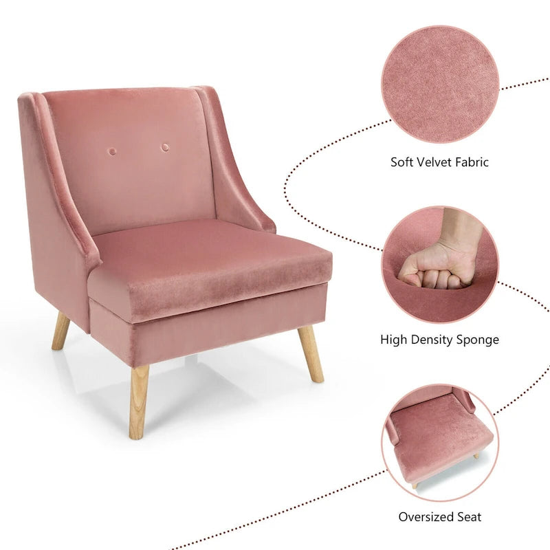Lot de 2 fauteuils d'appoint Swoop en velours moderne avec caoutchouc – Voir détails