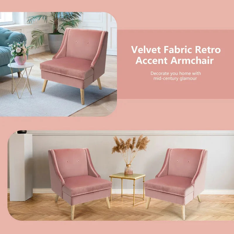 Lot de 2 fauteuils d'appoint Swoop en velours moderne avec caoutchouc – Voir détails