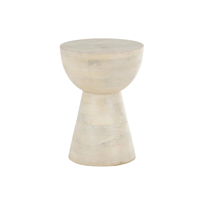 Table d'appoint latérale en bois de manguier – Crème – Décor Roche River