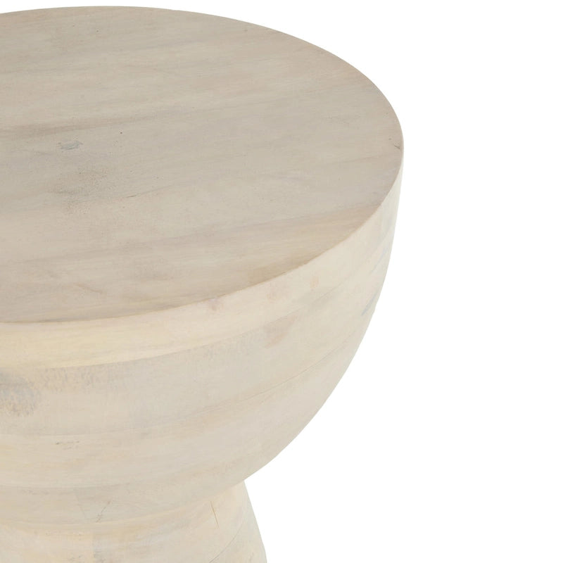 Table d'appoint latérale en bois de manguier – Crème – Décor Roche River