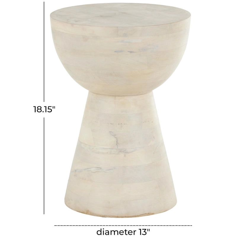 Table d'appoint latérale en bois de manguier – Crème – Décor Roche River