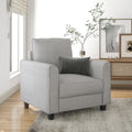 Fauteuil contemporain Rowan avec accoudoirs évasés, pieds effilés en bois massif, fauteuil simple rembourré en tissu par