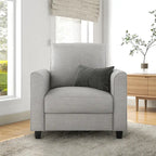 Fauteuil contemporain Rowan avec accoudoirs évasés, pieds effilés en bois massif, fauteuil simple rembourré en tissu par