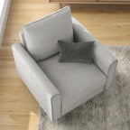 Fauteuil contemporain Rowan avec accoudoirs évasés, pieds effilés en bois massif, fauteuil simple rembourré en tissu par